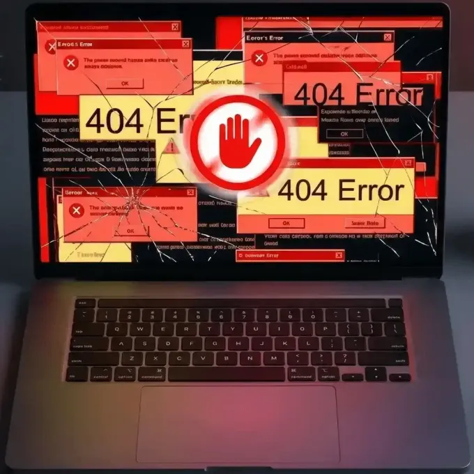 Écran d'ordinateur portable affichant plusieurs messages d'erreur