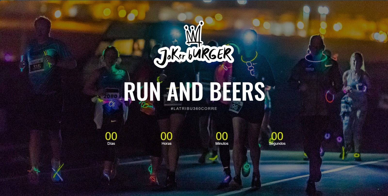 Runners at night, glowing neon gear, 