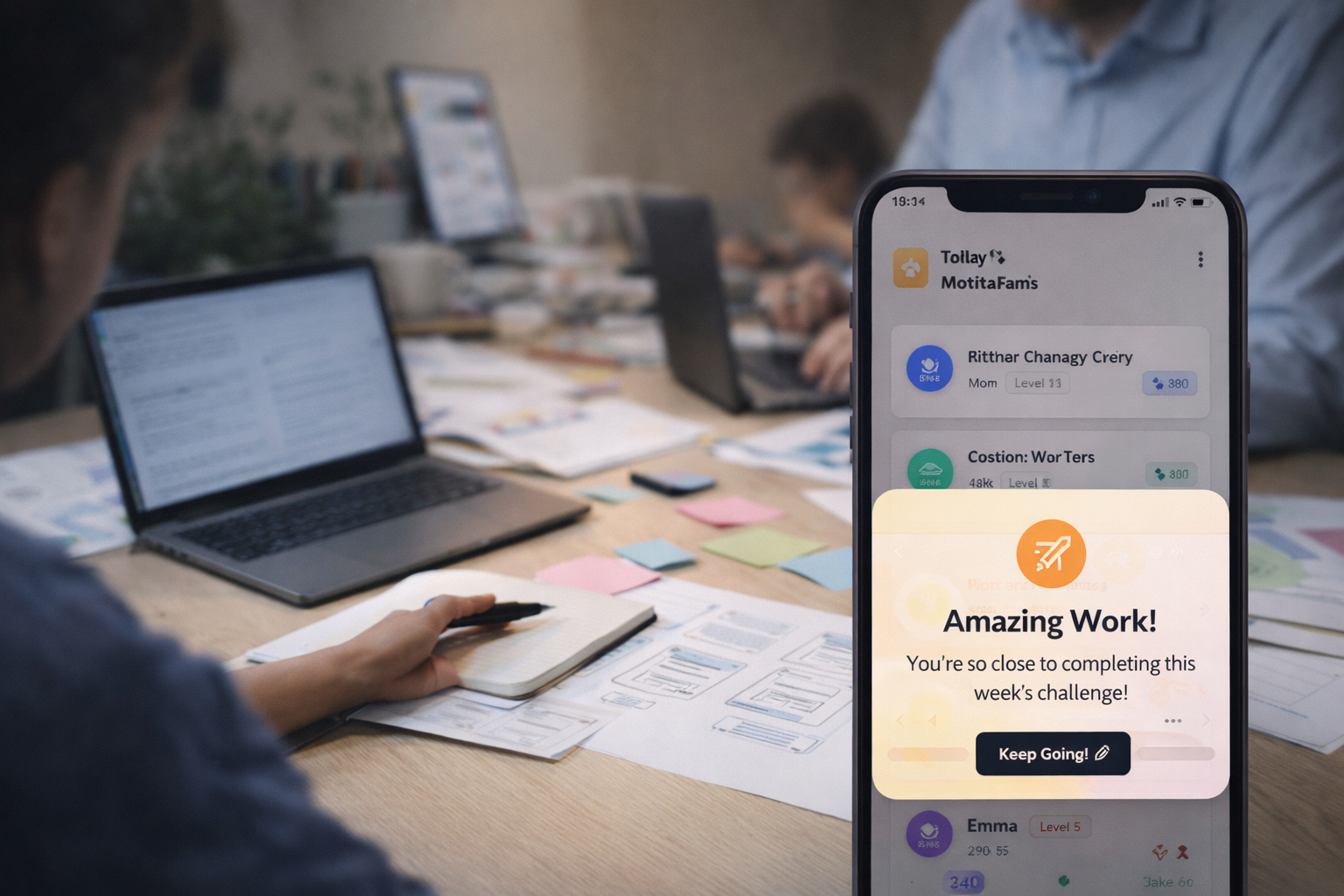 Person using a phone showing a 