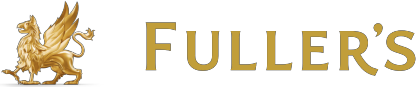 Fuller’s logo with a gold griffin and gold wordmark on a white background