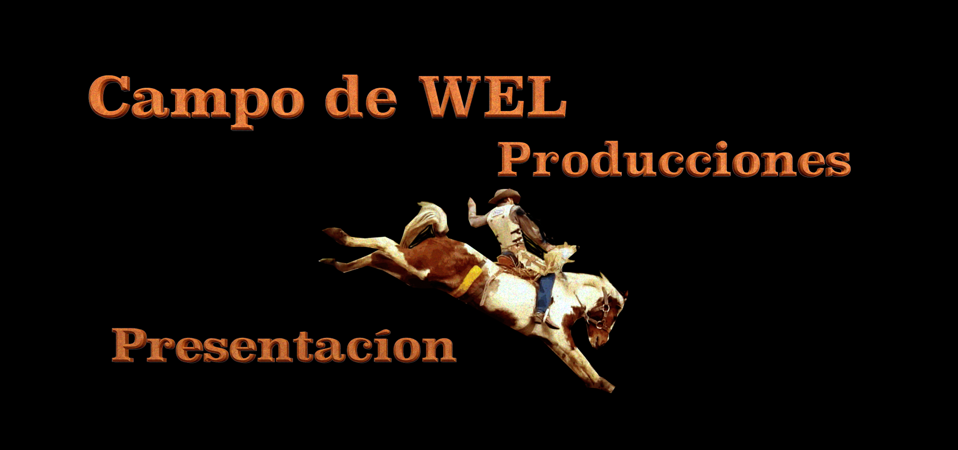 The logo for campo de wel productions shows a man riding a horse