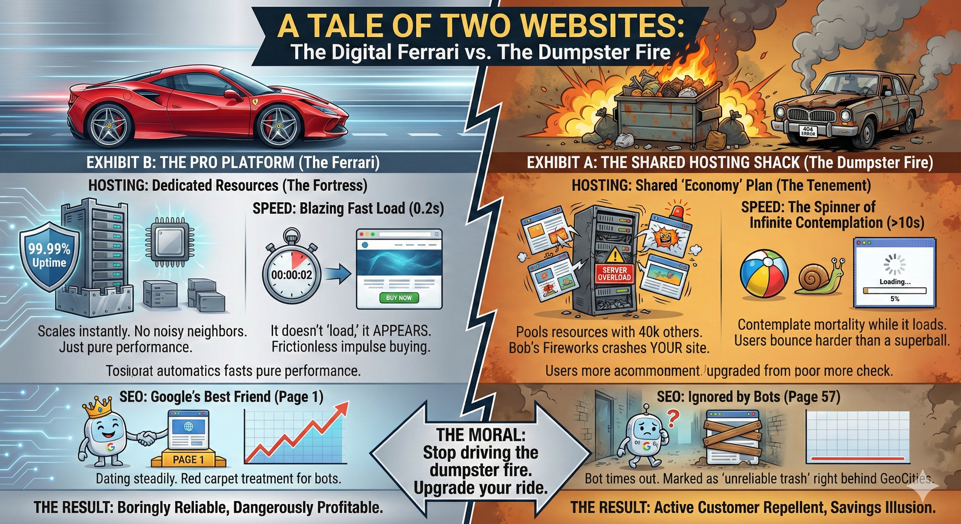 A Tale of Two Websites: The Digital Ferrari vs. The Dumpster Fire