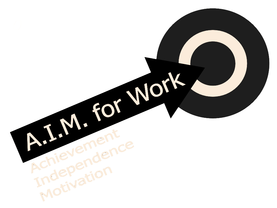 A logo that says a.i.m. for work on it