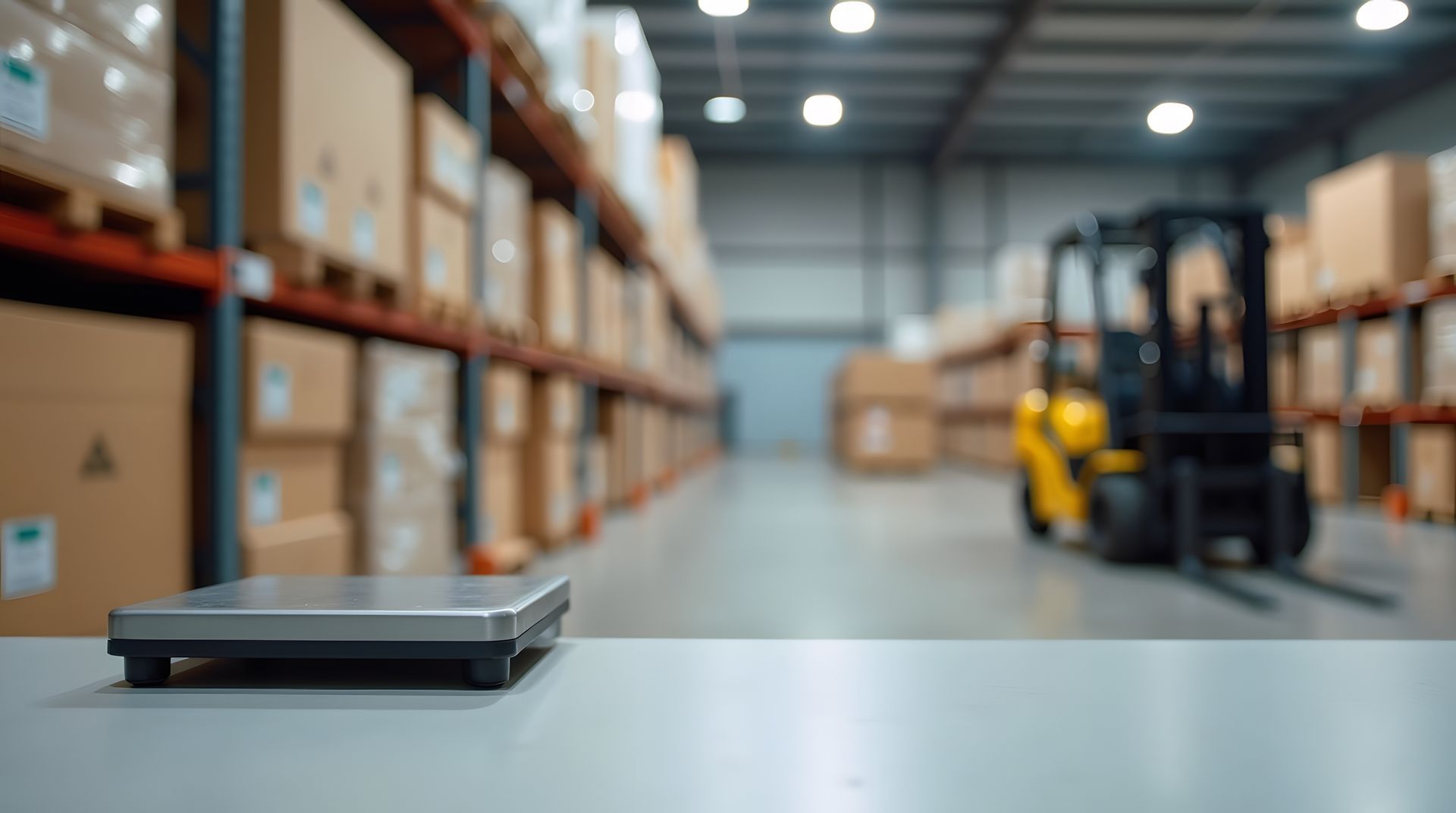 Digital platform scale in a warehouse from a professional industrial weighing scale supplier.