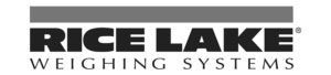 A black and white logo for rice lake weighing systems
