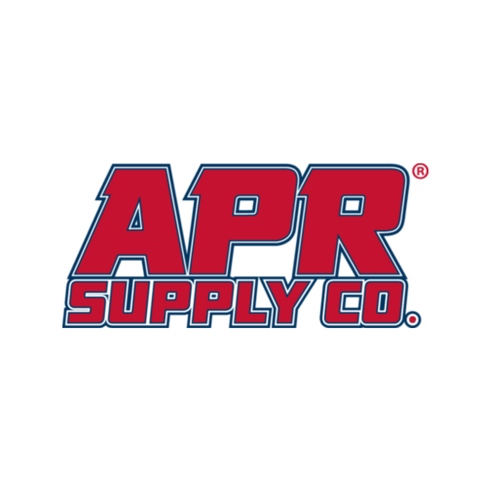 APR Supply Co. logo in red and blue, with block letters and a drop shadow, on a white background.