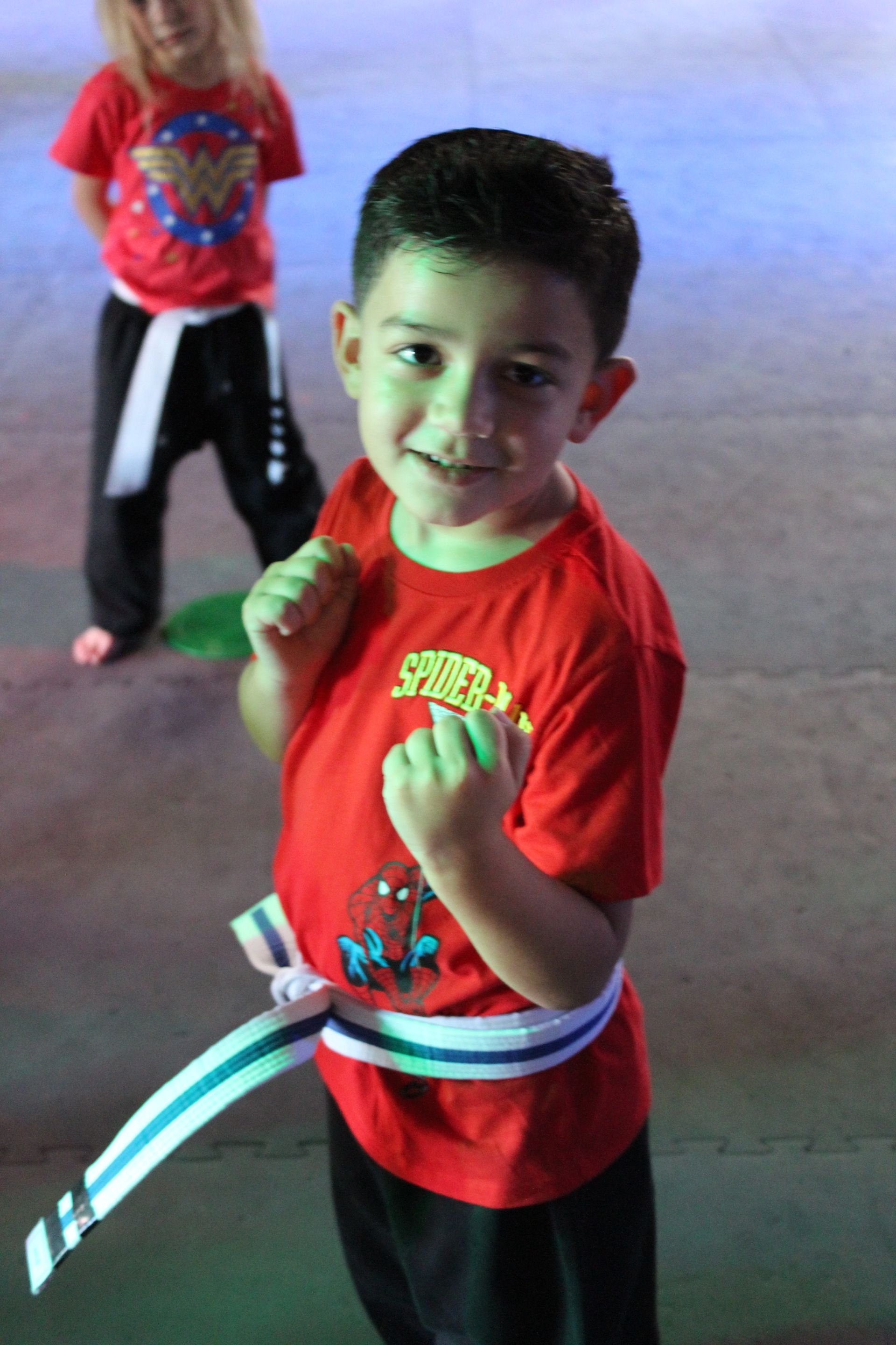Kids practice Youth Karate drills at Karate World in Kenilworth, NJ, building calm focus and confidence.