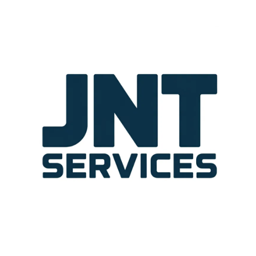 Blue and white logo: "JNT SERVICES" over a spray nozzle with "POWER WASHING".