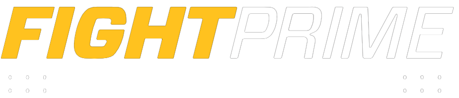 The logo for fight prime is yellow and white on a white background.