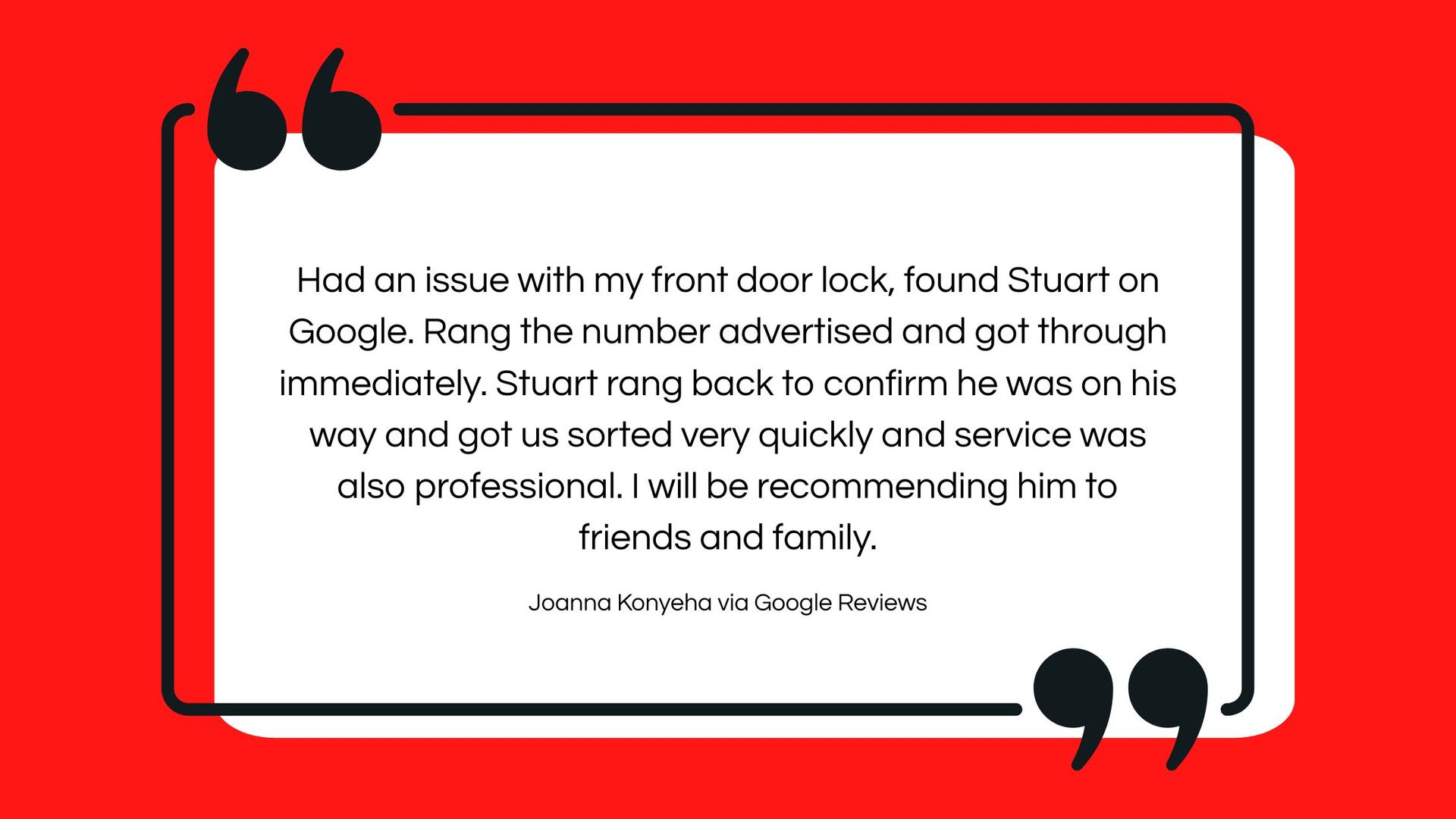 5 Star Google Review Safe and Secure Locksmiths Peterborough