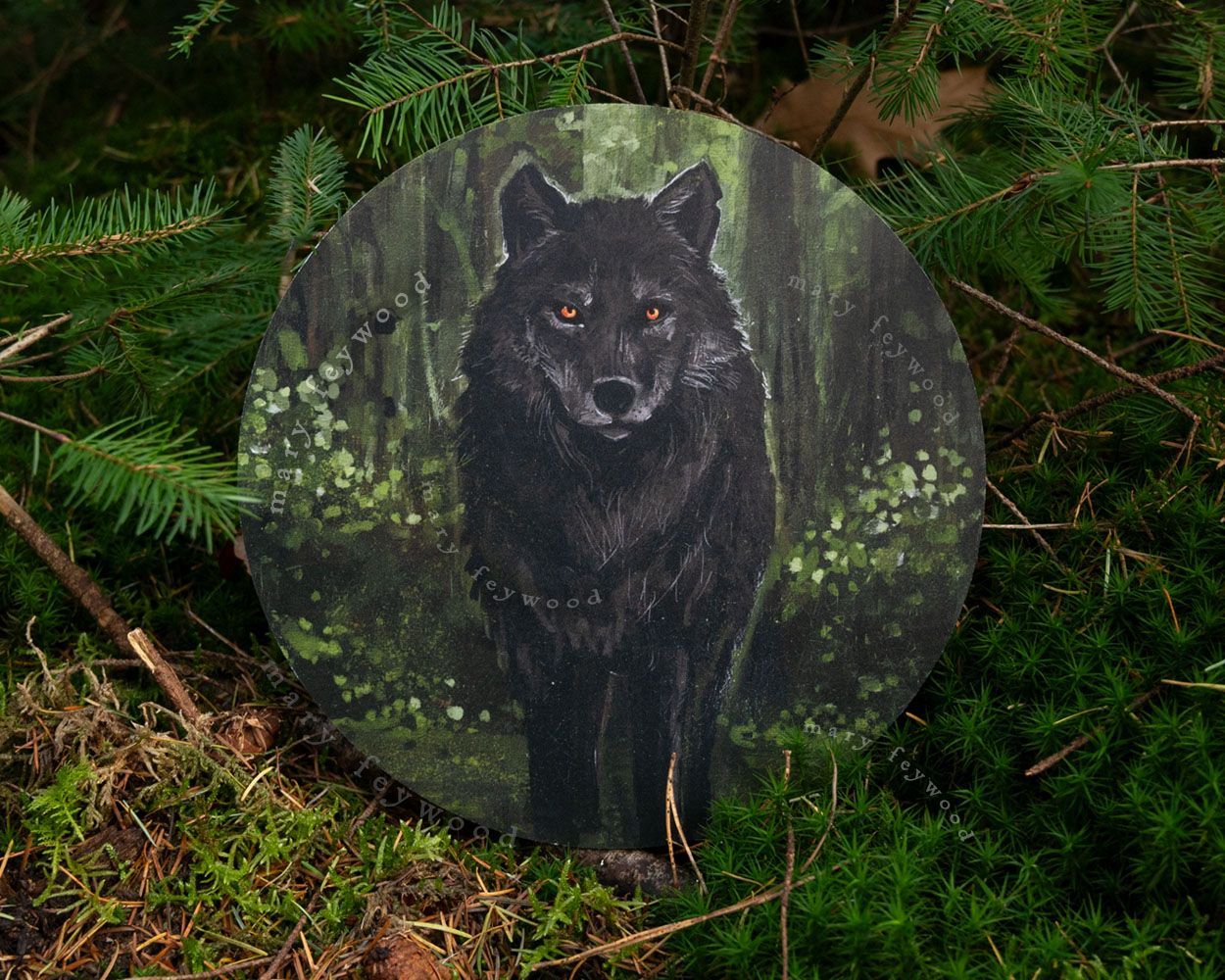 Art circle - The Wanderer - Black wolf