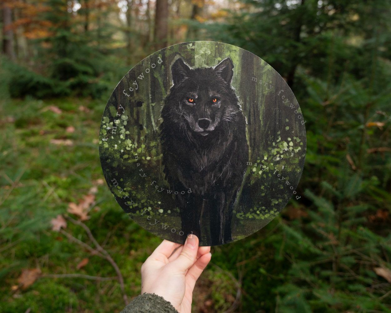 Art circle - The Wanderer - Black wolf