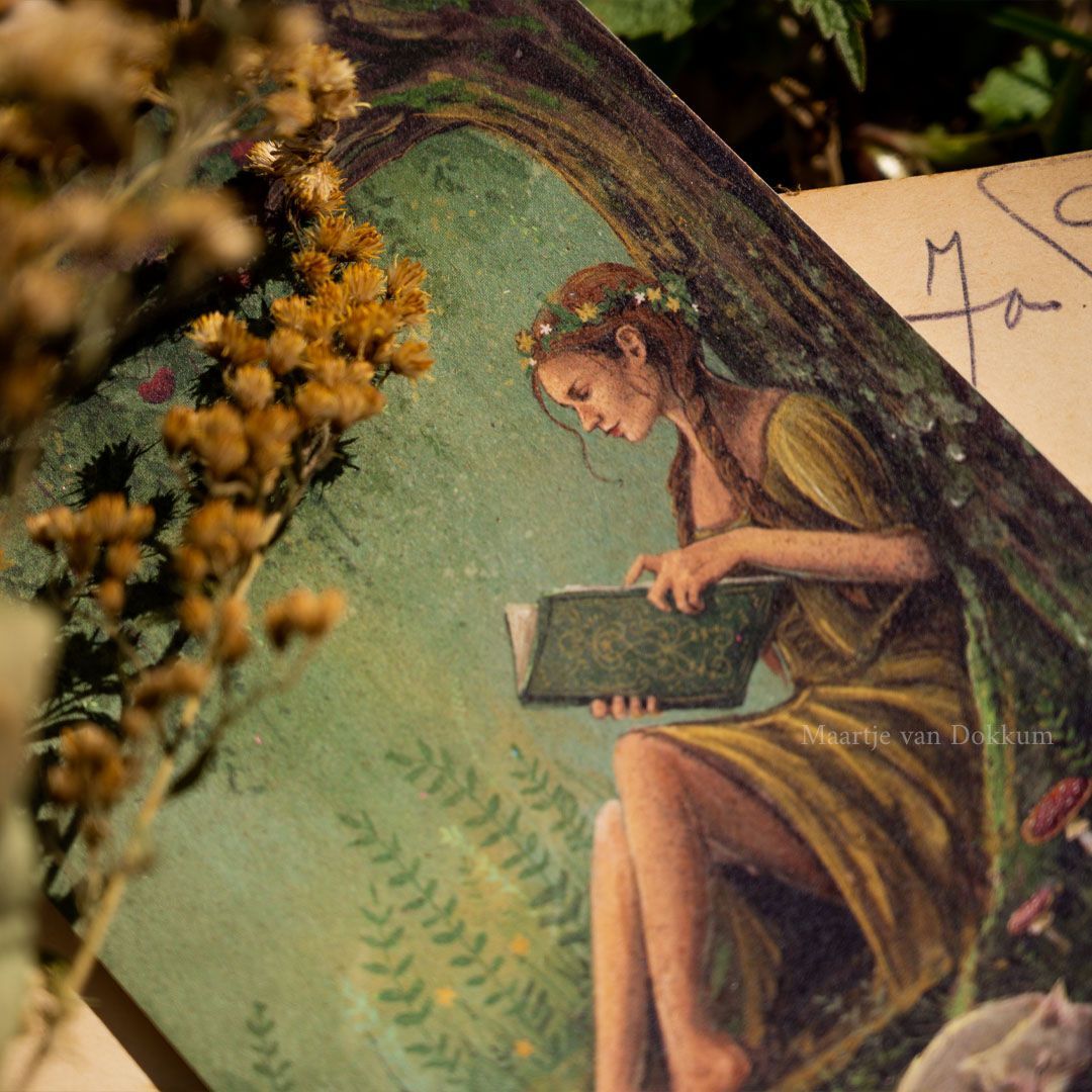 Card - Reading in a summer garden