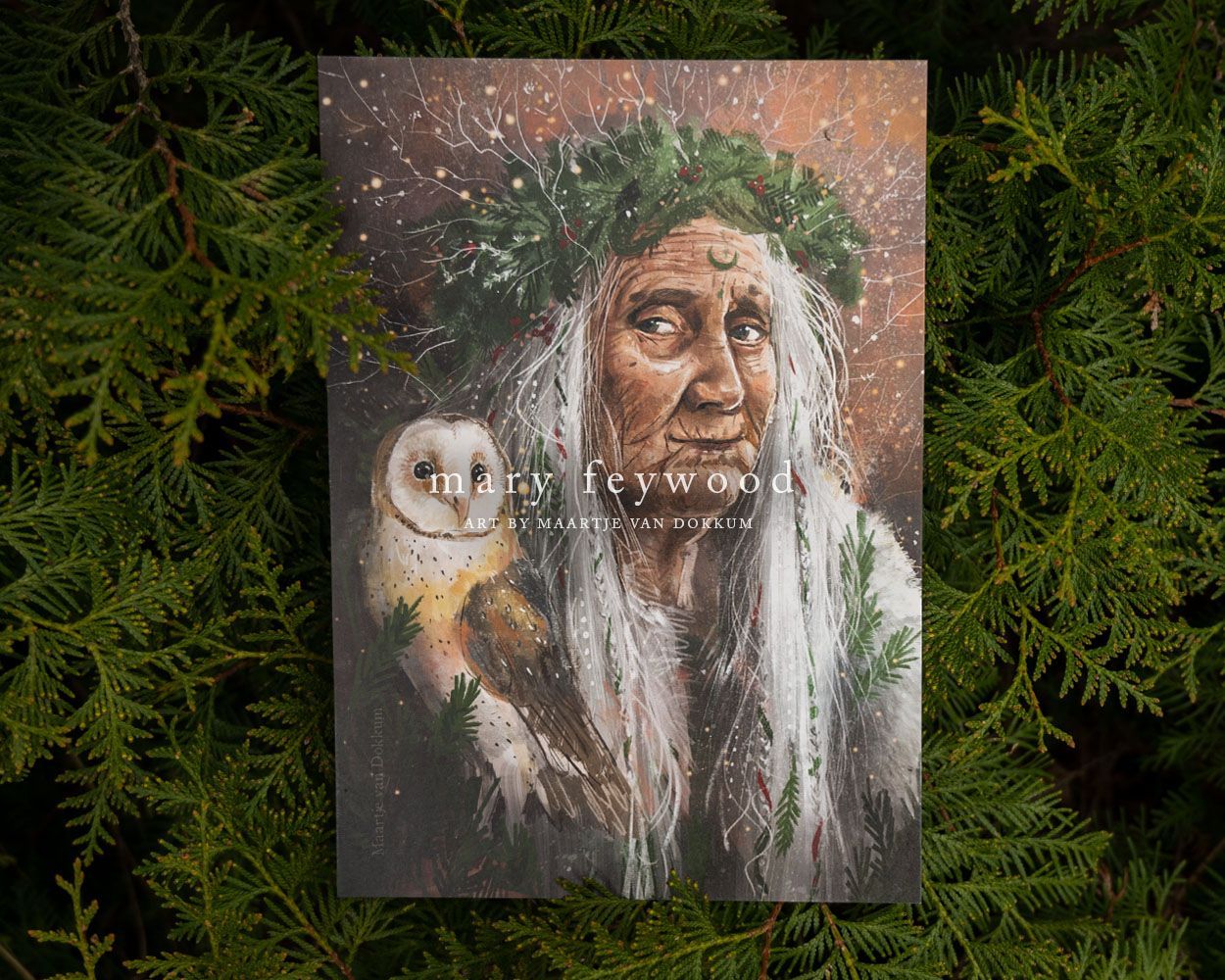 Limited Edition art print - Yule - Snow Owl Crone