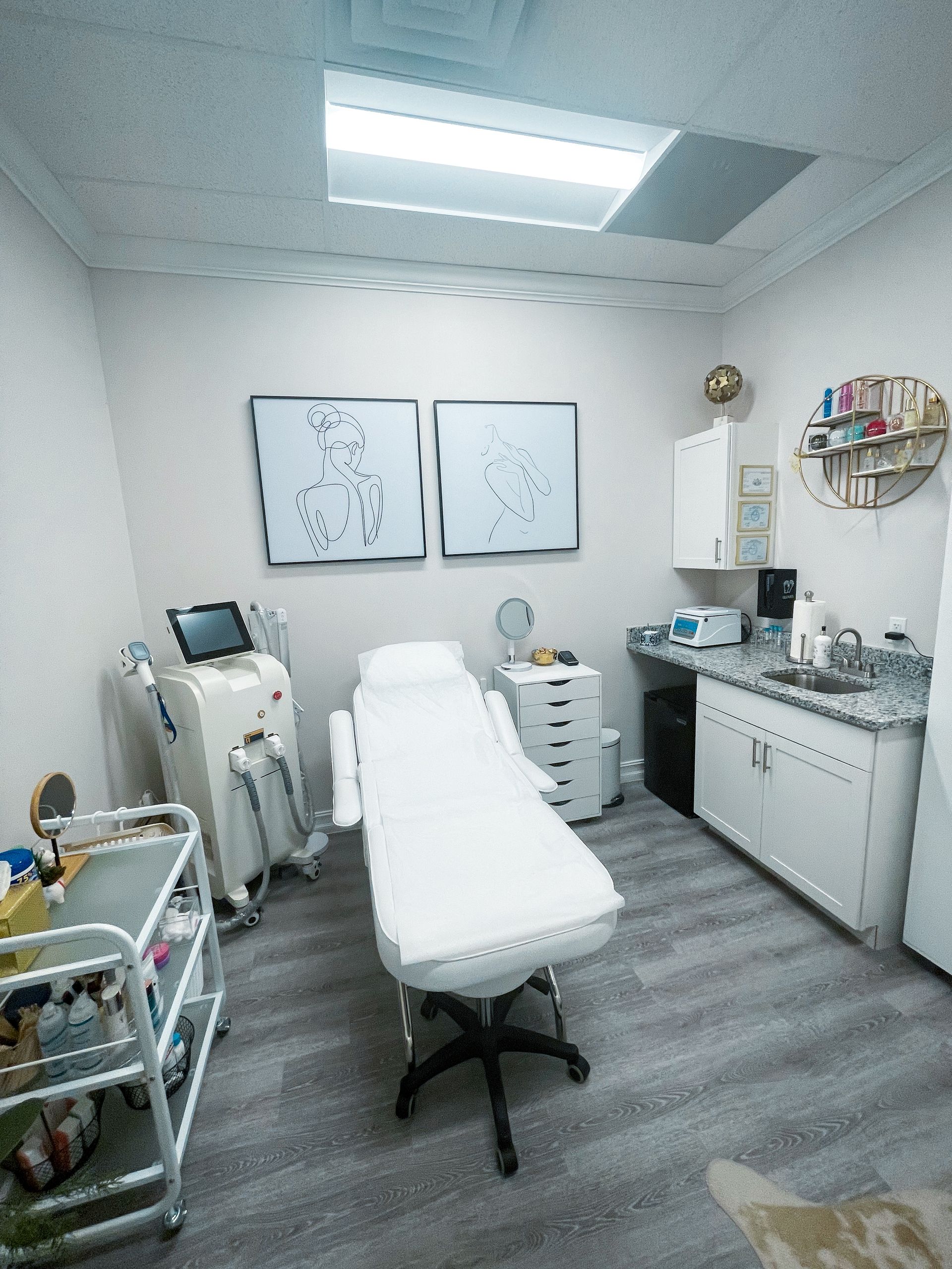 There is a bed in the middle of the room.