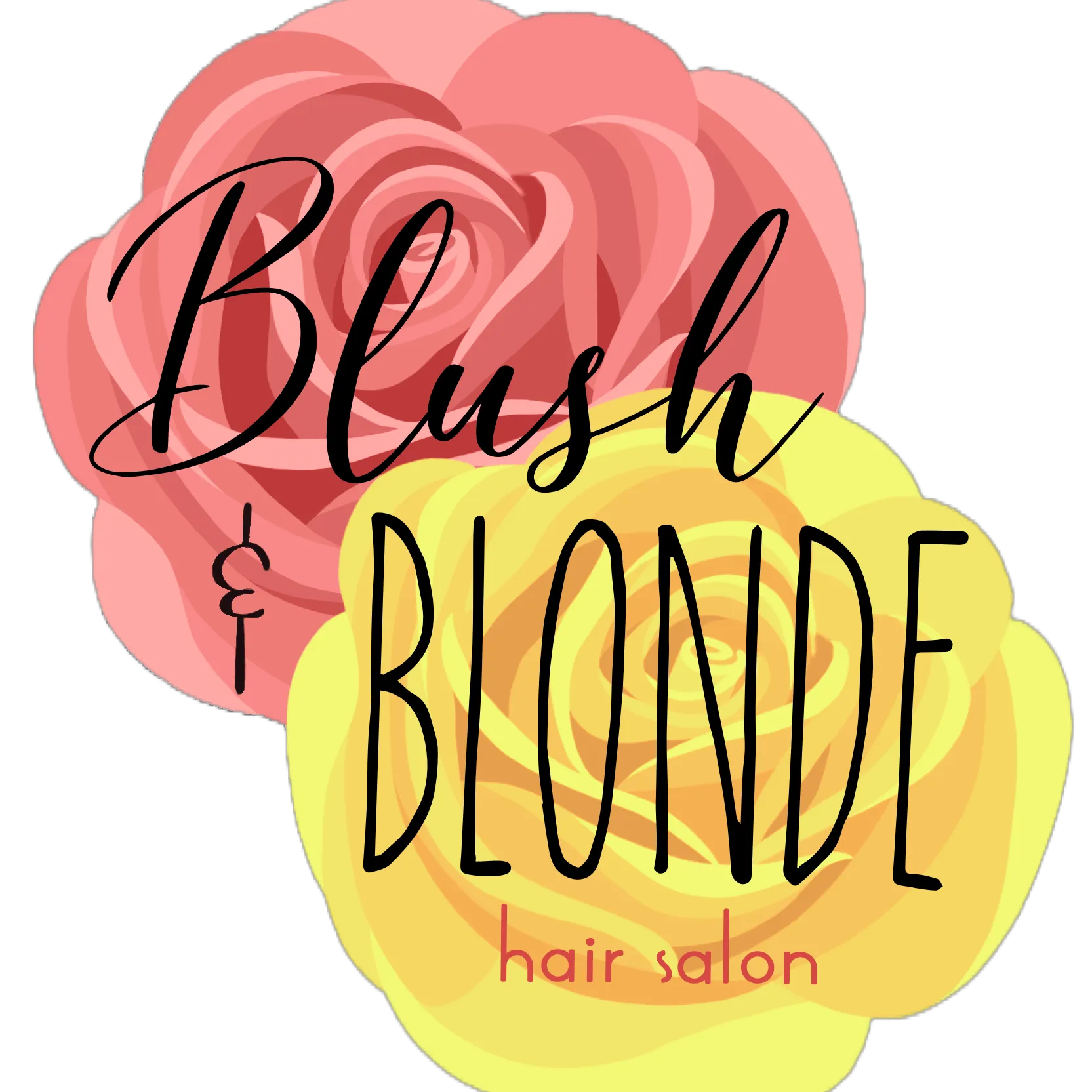 A logo for a hair salon called blush blonde