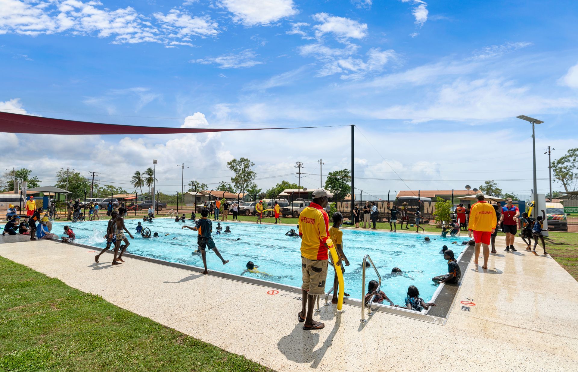 Children from indigenous community swimming in the newly built Wadeye Community Pool