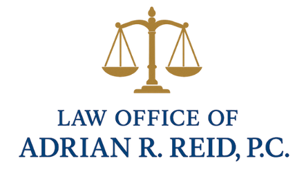 Scales of justice icon above text: Law Office of Adrian R. Reid, P.C.