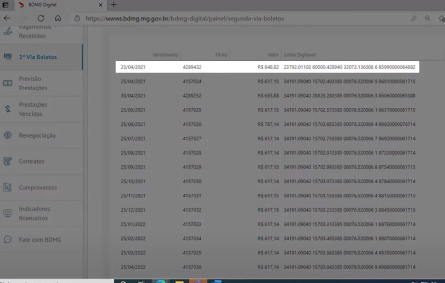quarto passo para solicitar segunda via do boleto bdmg
