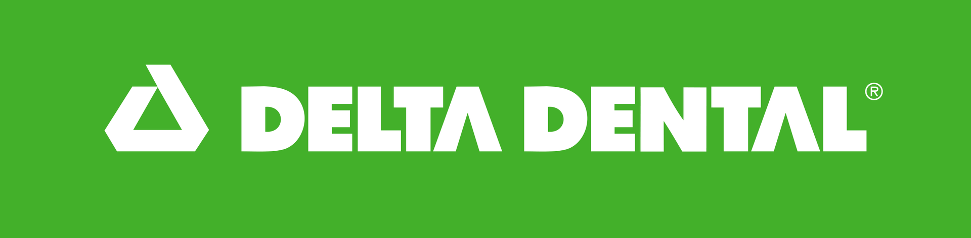 The delta dental logo is on a green background.
