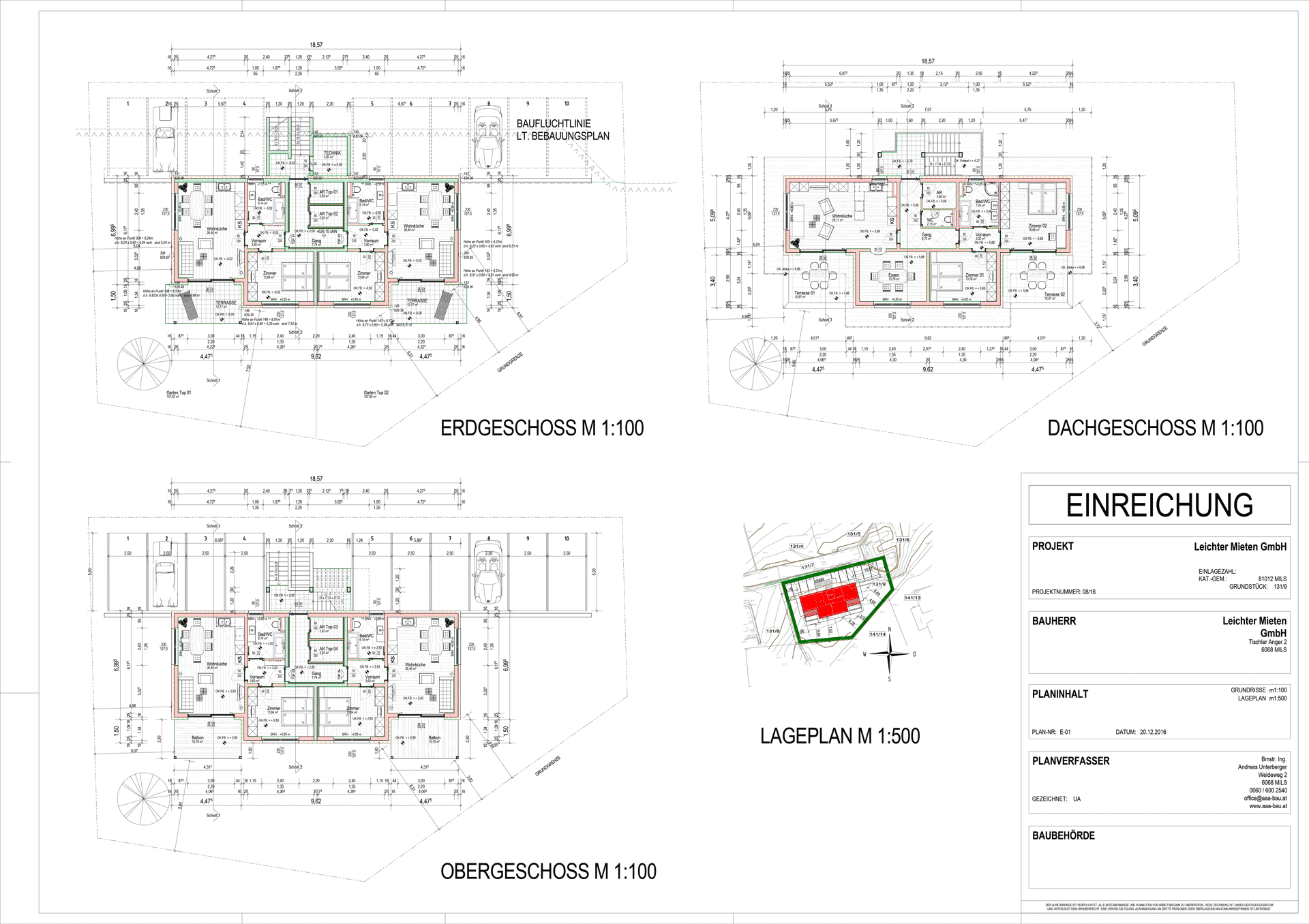 Grundriss Erdgeschoss, Dachgeschoss, Obergeschoss