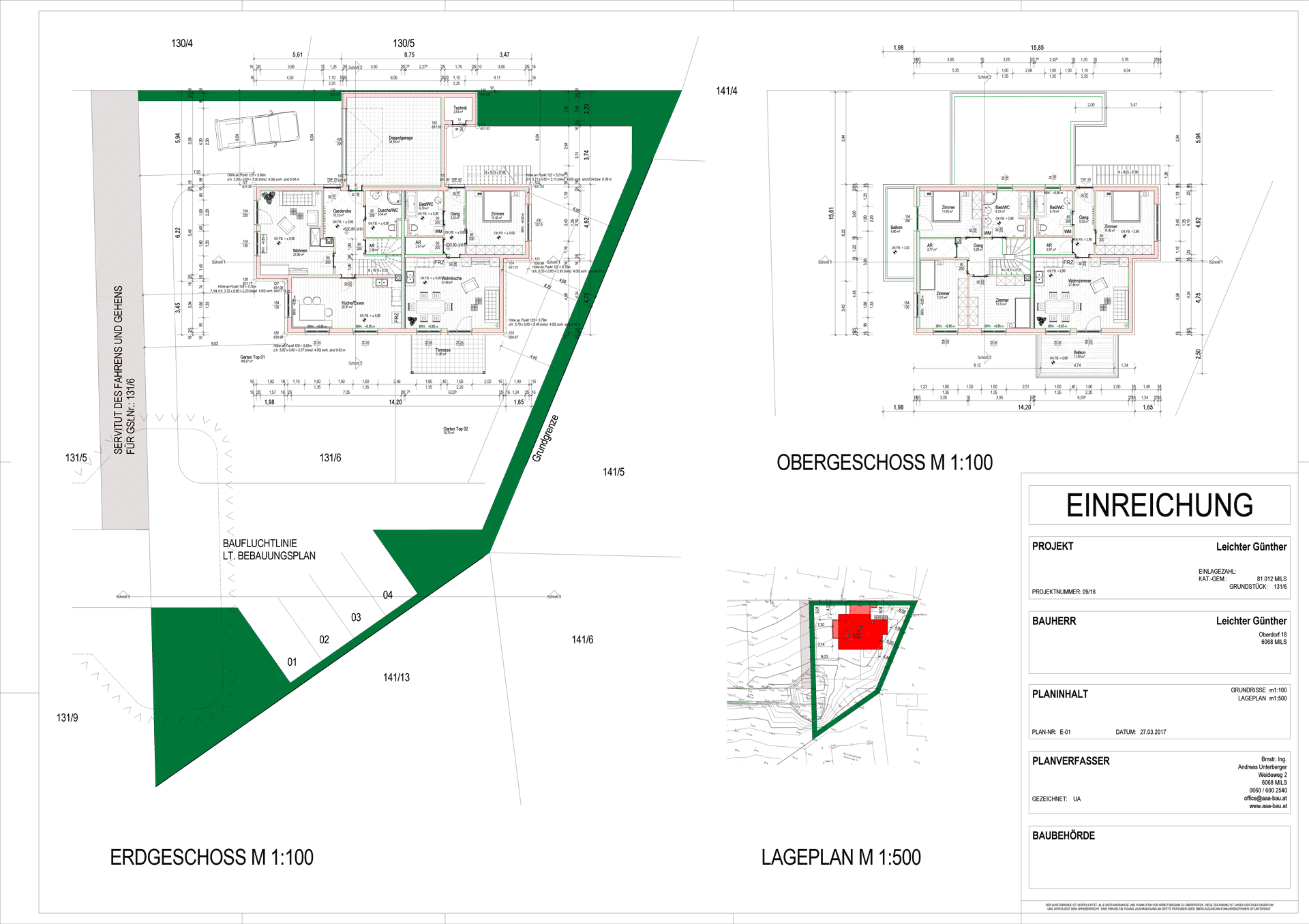 Grundriss Erdgeschoss, Dachgeschoss, Obergeschoss