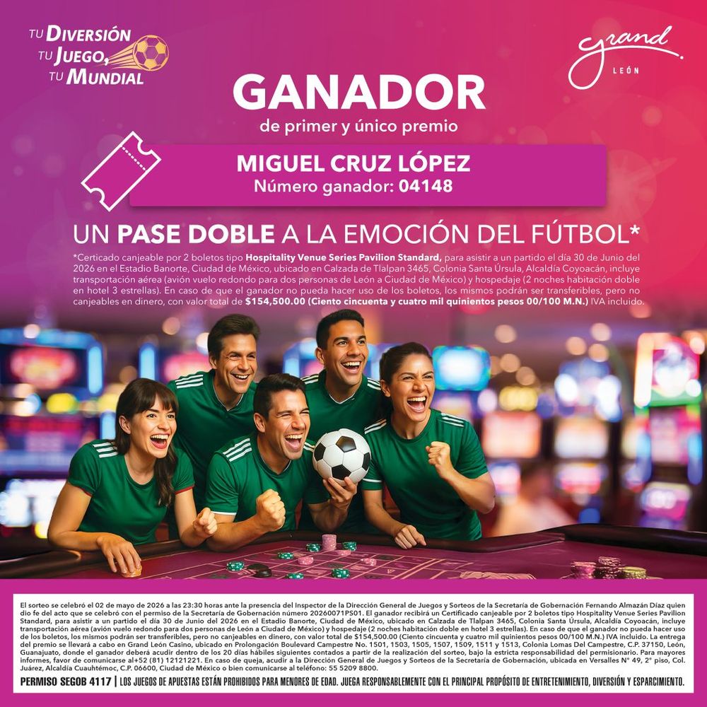 Ganador del sorteo Tu diversión, tu juego, tu mundial