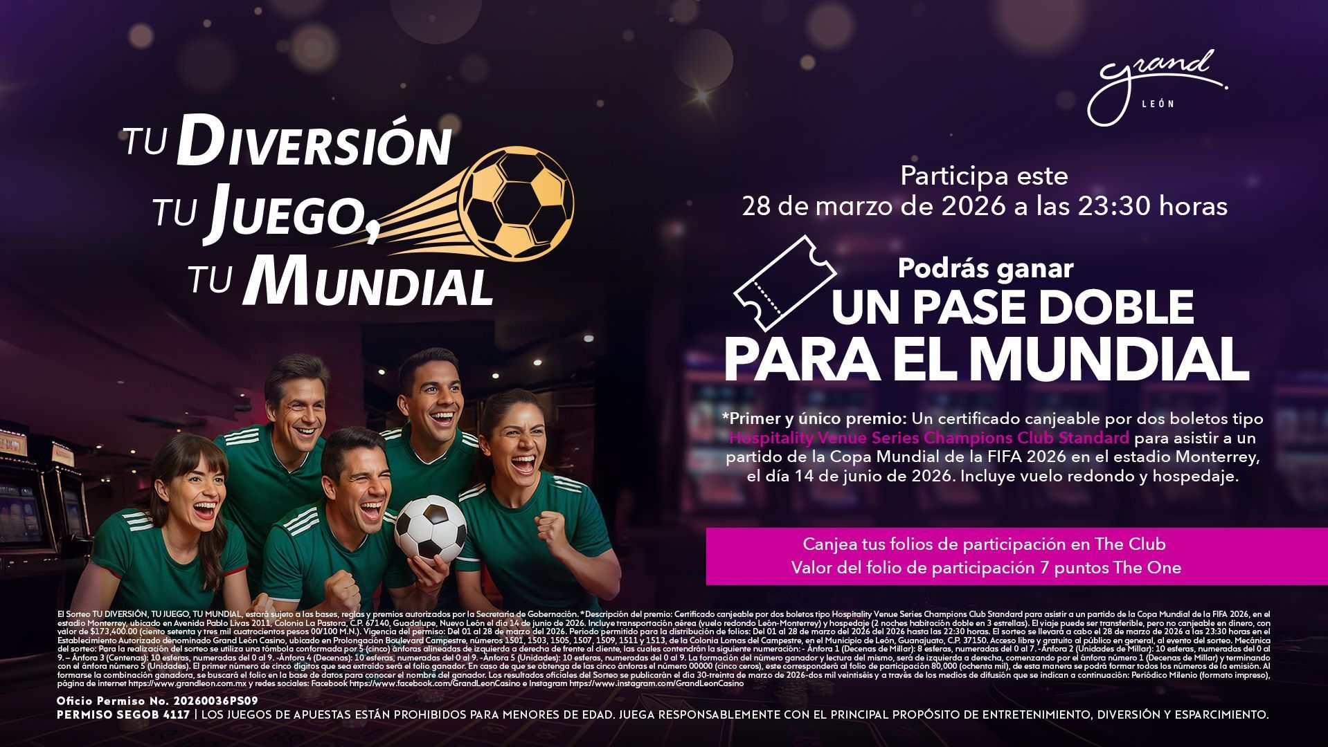 Consulta tus folios del Sorteo TU DIVERSIÓN, TU JUEGO, TU MUNDIAL del próximo 28 de marzo