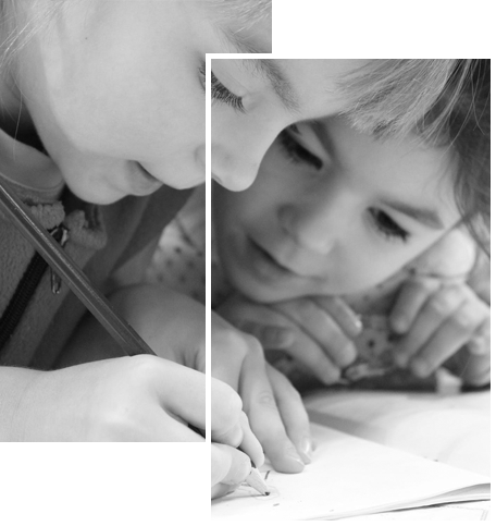 two kids writing