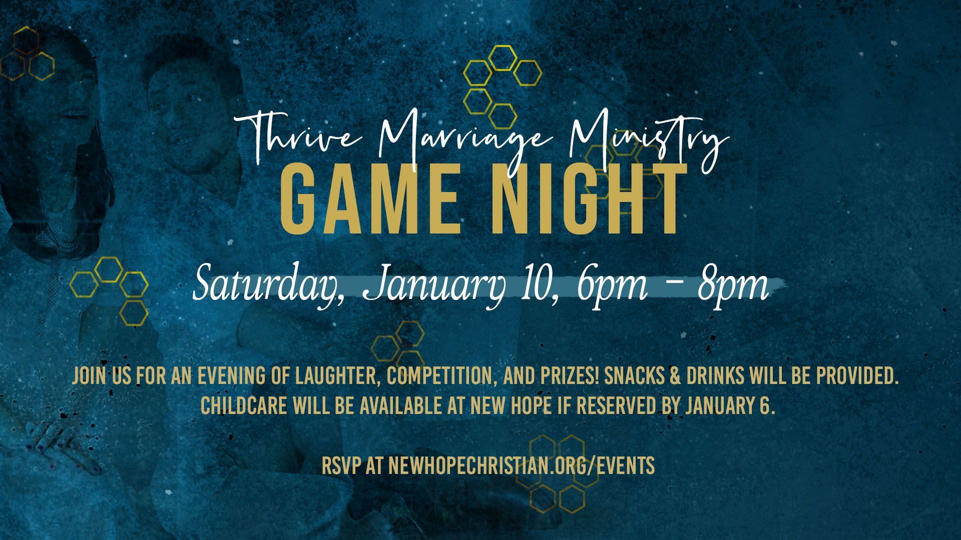 Thrive Marriage Ministry Game Night event for couples at New Hope