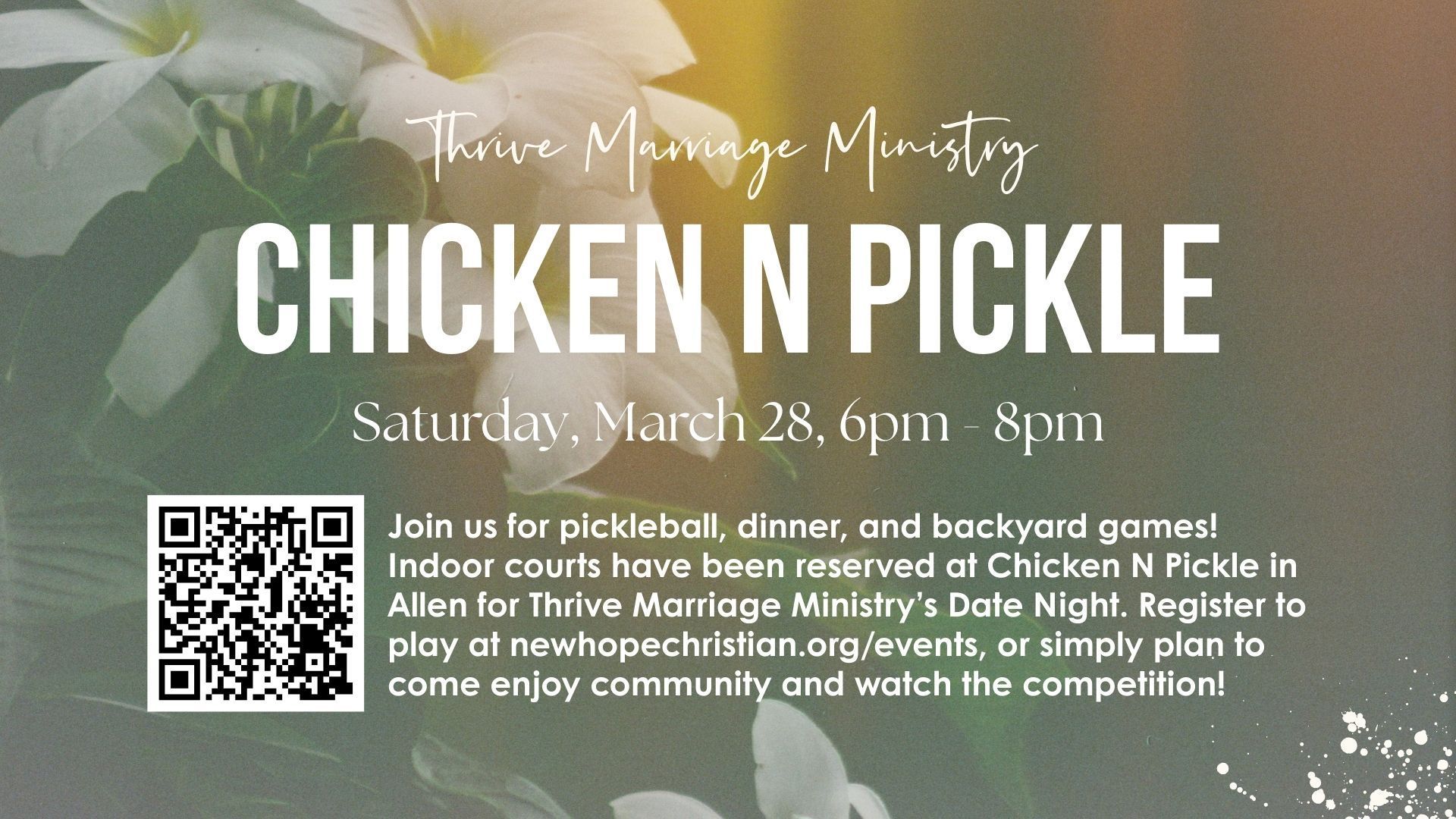 Thrive Marriage Ministry Date Night - Chicken N Pickle