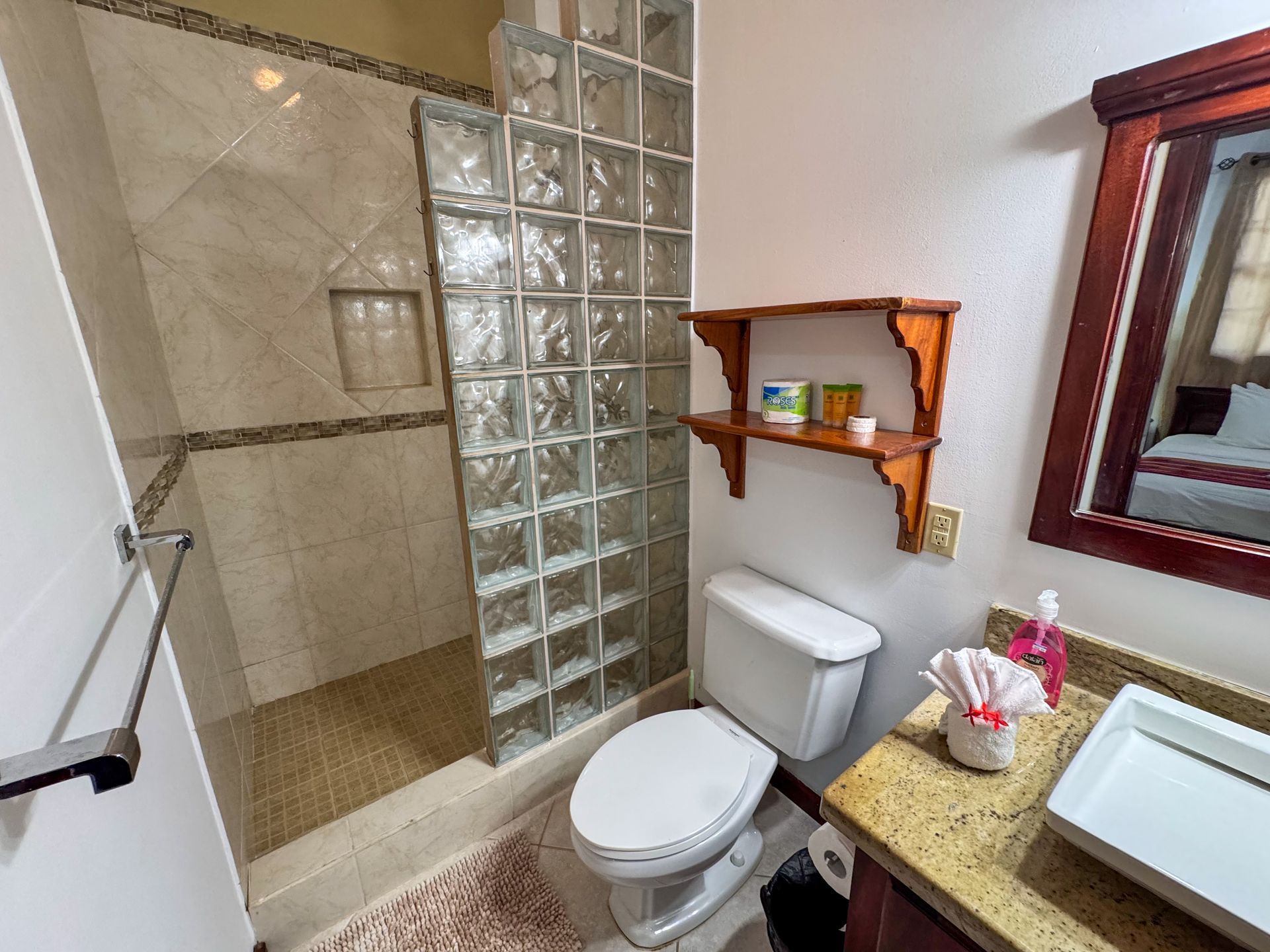 Bathroom at two bedroom villa in Hopkins Village, Belize 