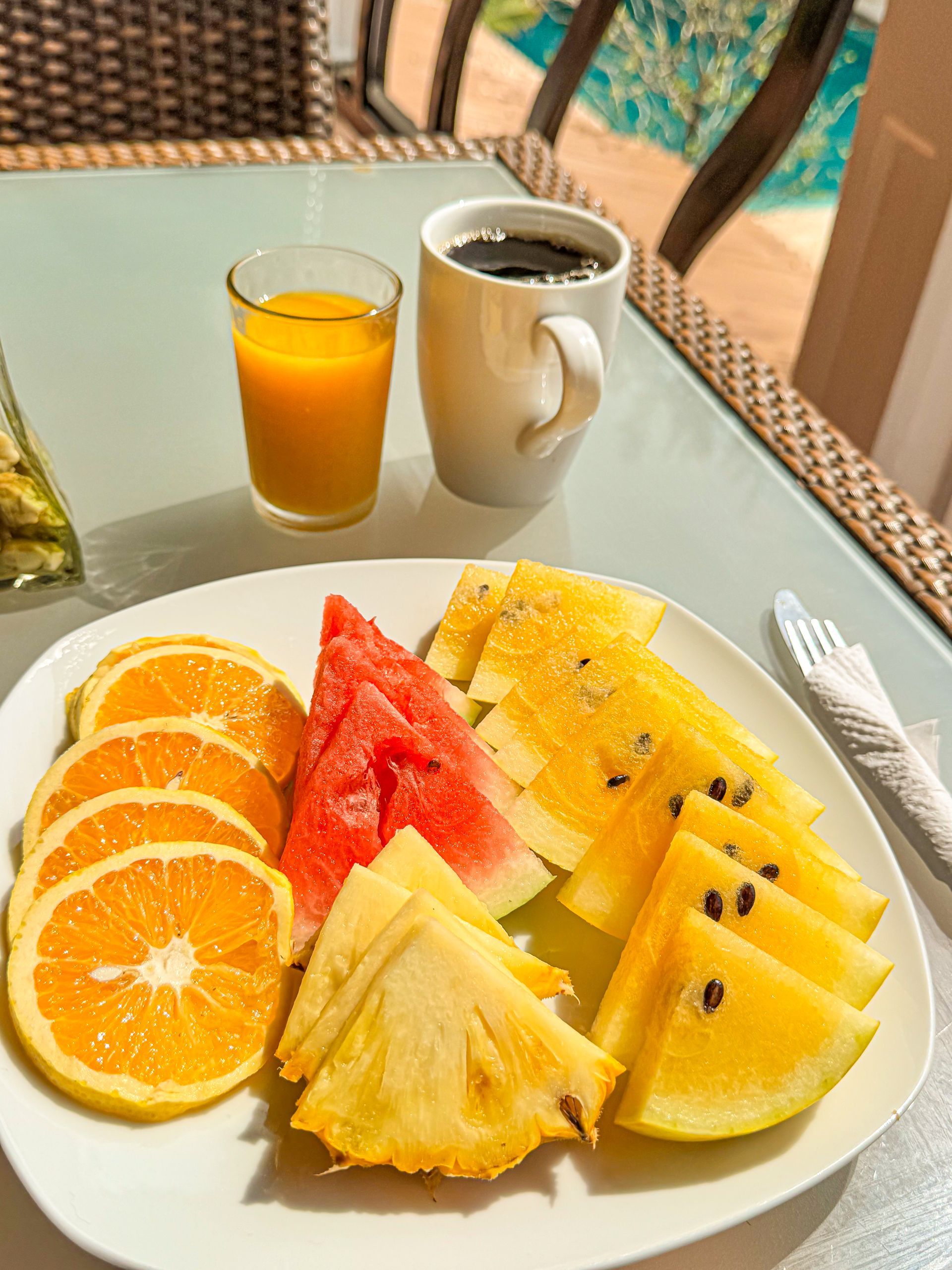 Breakfast with fruits at Caribbean Shores B&B