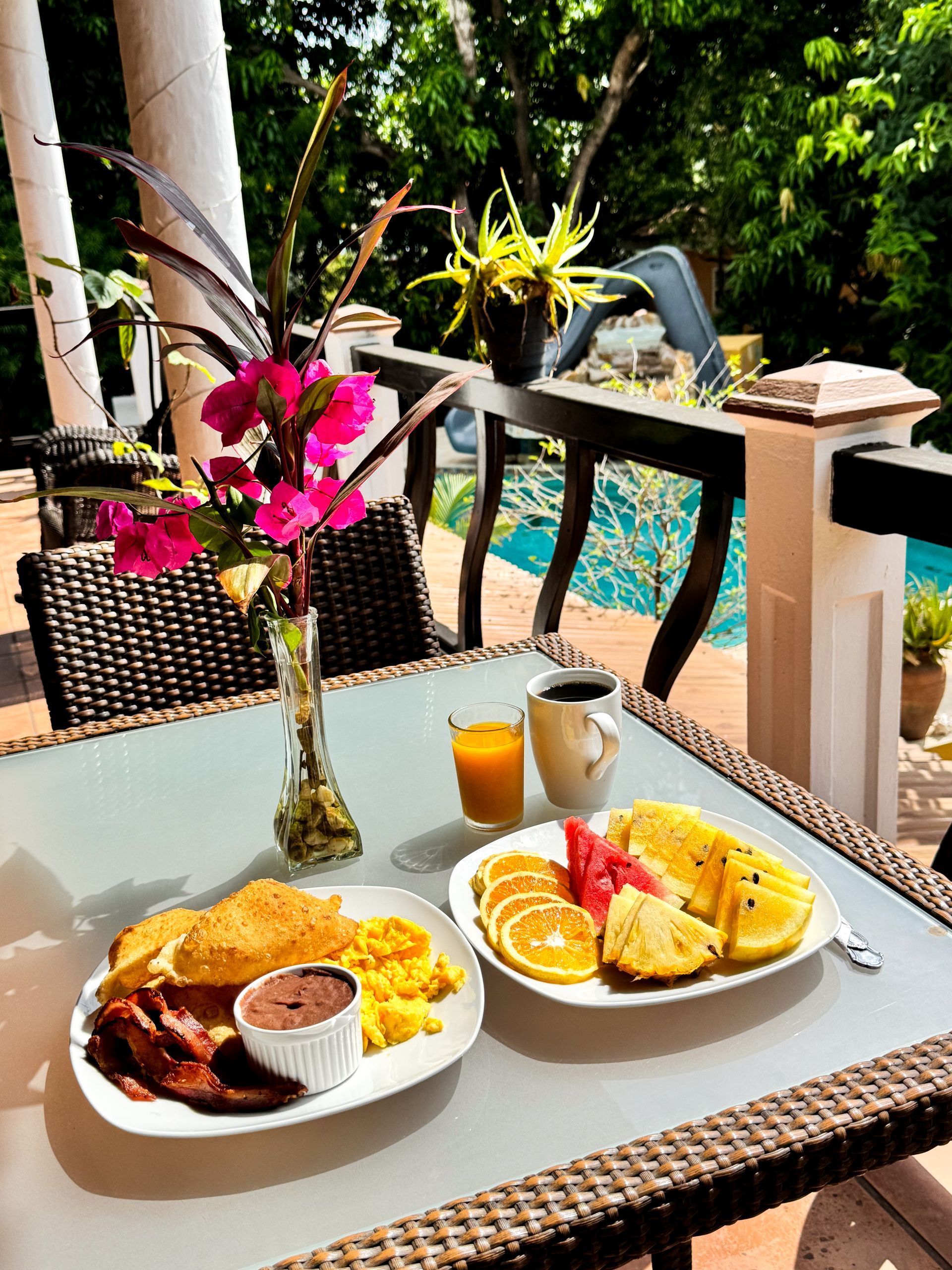 delicious Belizean breakfast served at Caribbean Shores B&B, Hopkins Village 