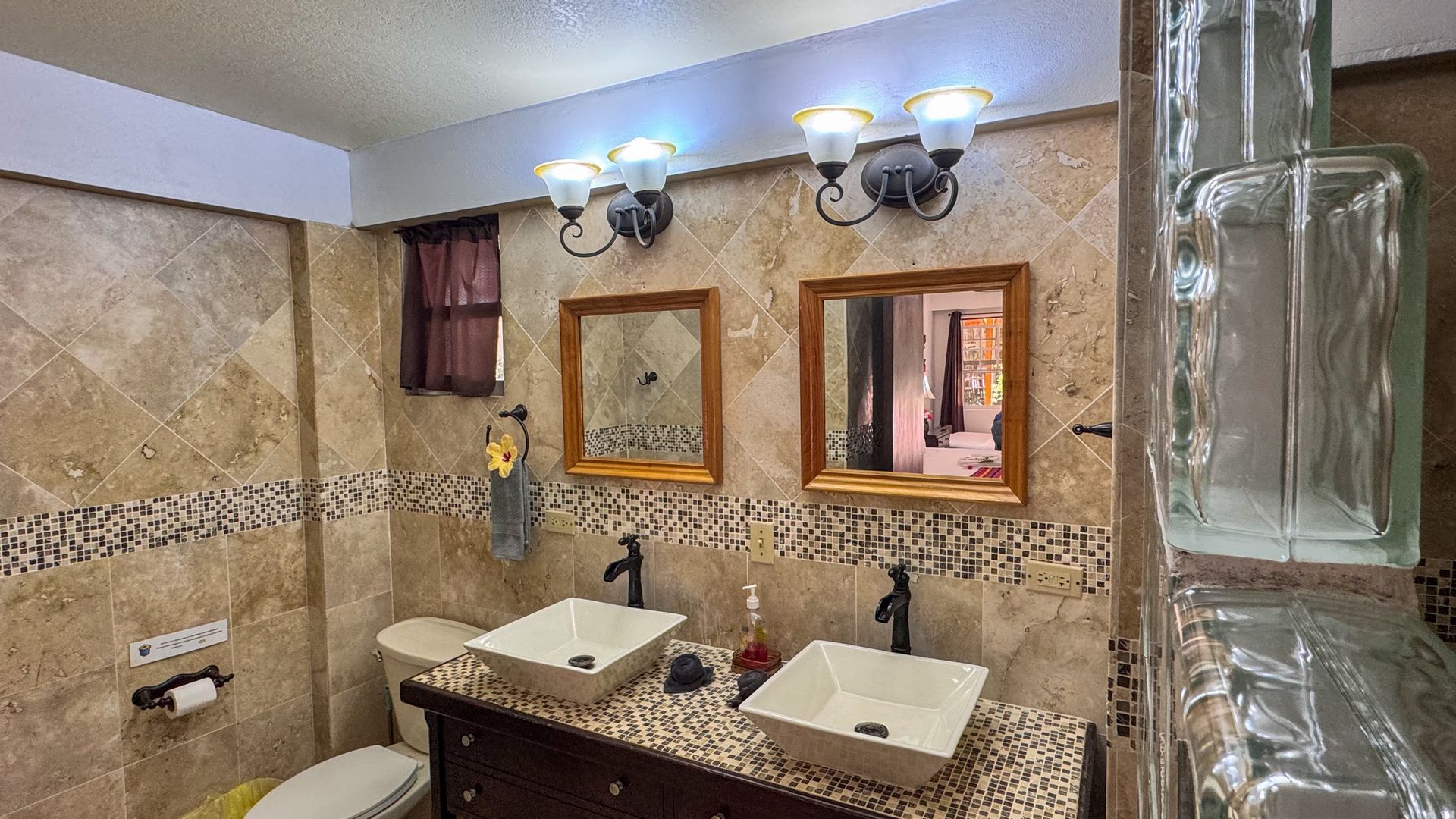 modern bathroom design, accommodations at Caribbean Shores B&B