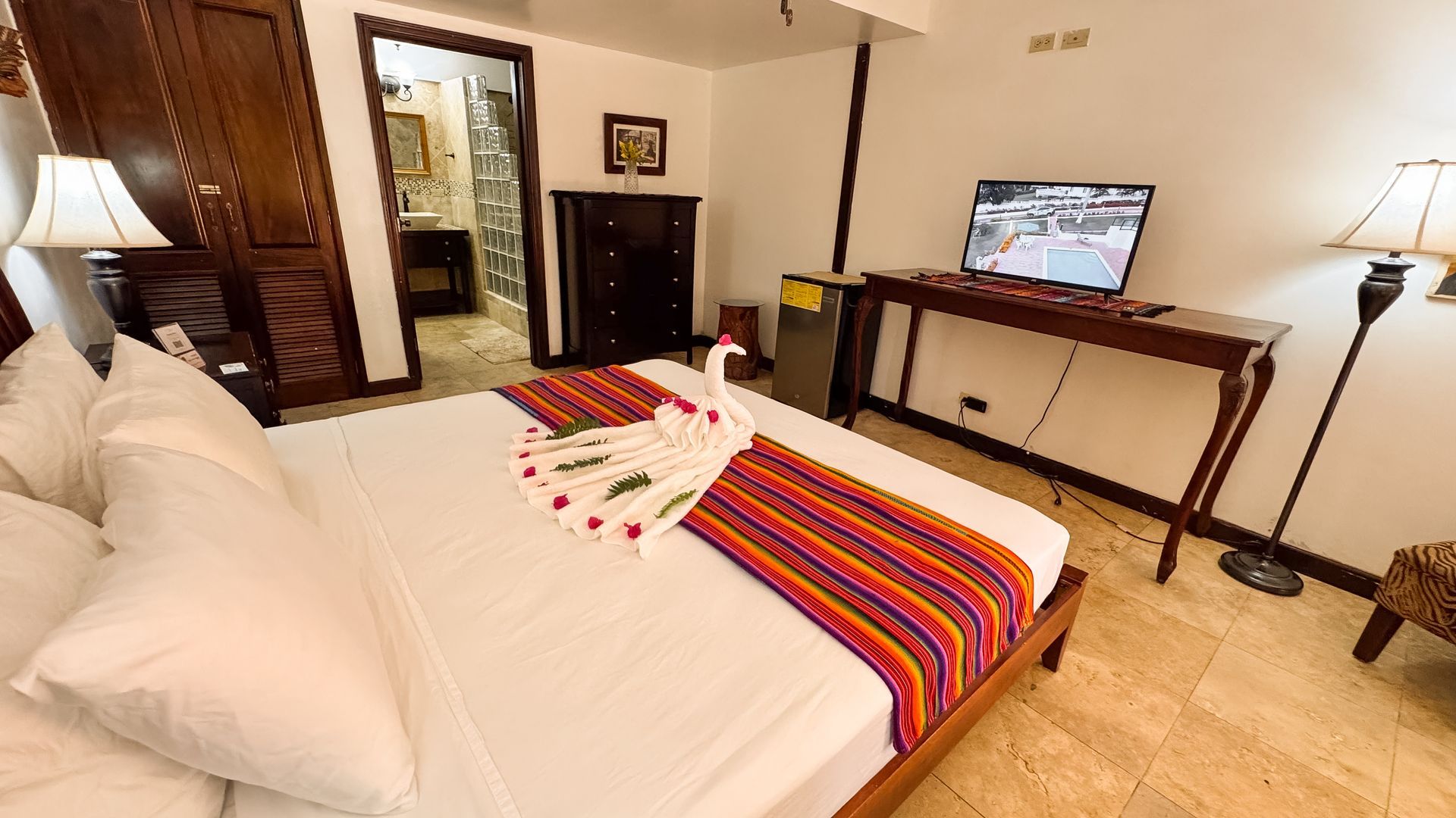 king room with wood accents, smart tv, ac , very comfortable accommodations in Hopkins Village