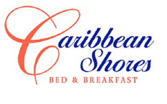 A logo for caribbean shores bed and breakfast