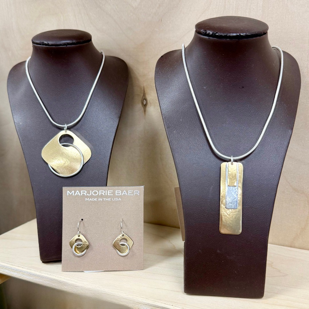 Necklaces and earrings on display