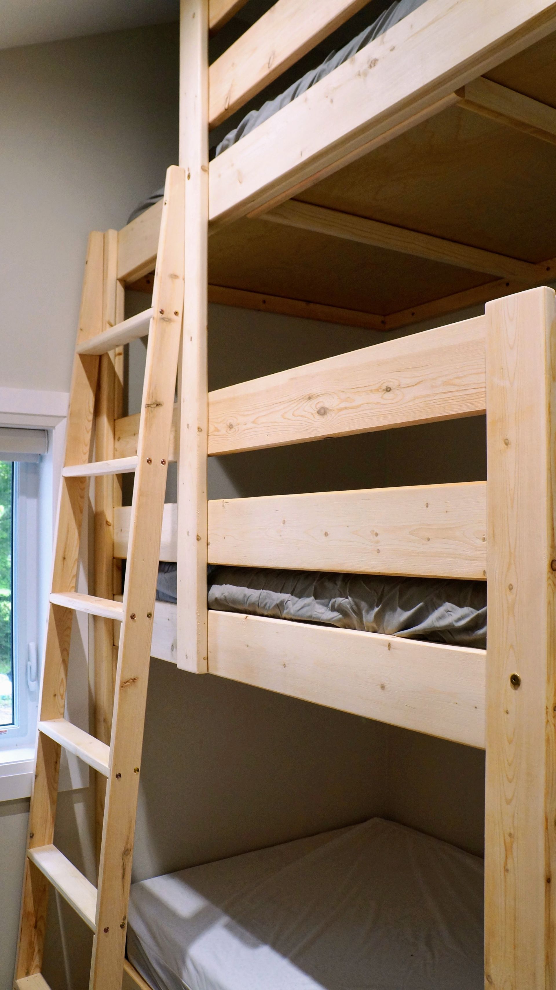 Custom three story high bunk beds cottage addition
