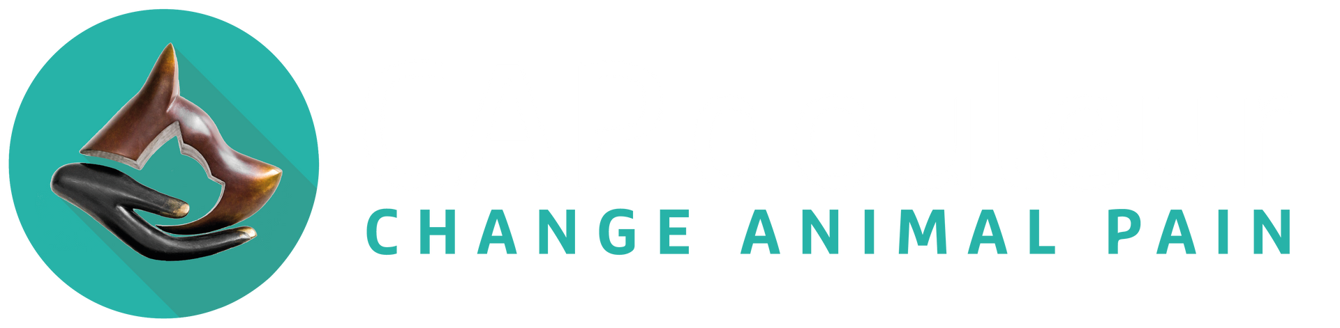 Logo : cercle turquoise avec une main tenant une silhouette brune, texte « CHANGEZ LA DOULEUR ANIMALE ».