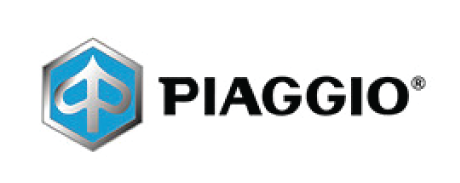 Logo Piaggio: forma geometrica blu e argento con una 