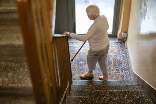 stairs are a high fall risk for elderly who are unsteady on their feet.