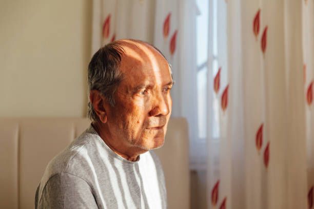 elderly man with dementia experiencing confusion while sundowning