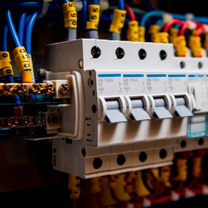 Voltage Switchboard With Circuit Breakers — Electrician in Port Macquarie, NSW