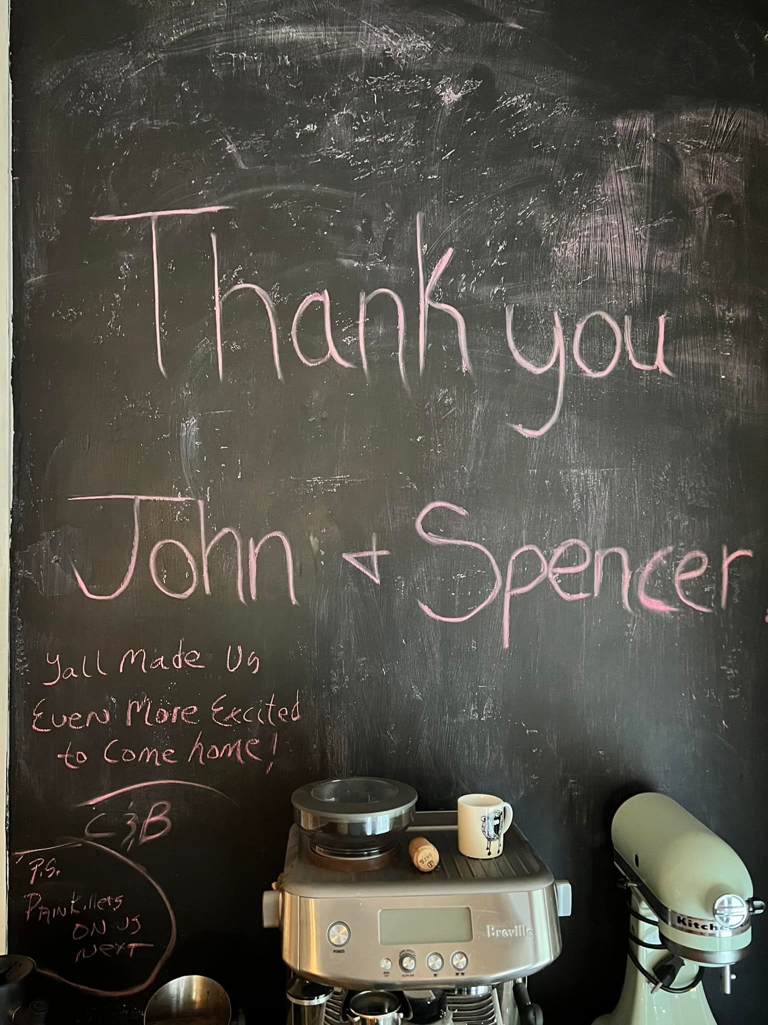 wall with Thank you message