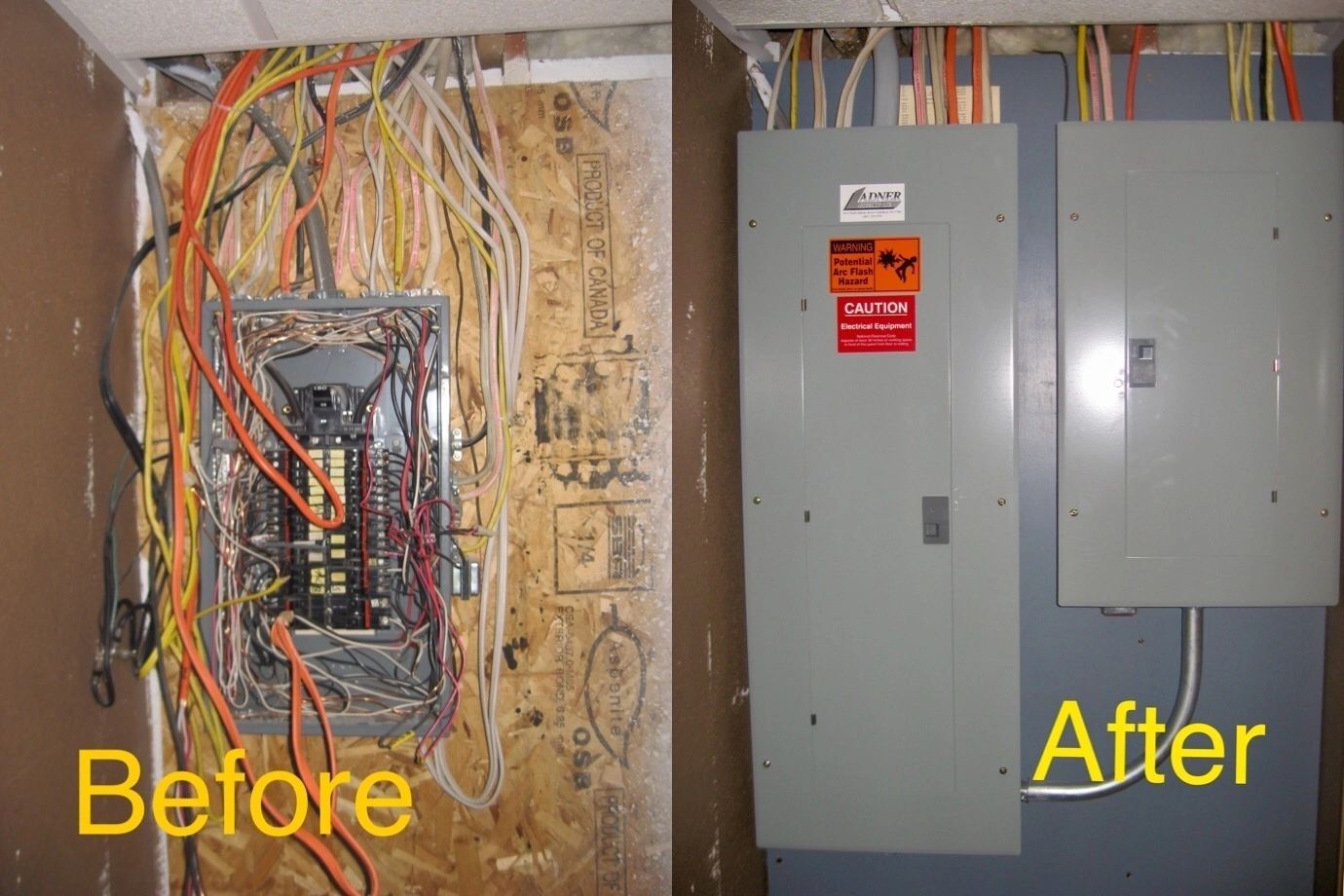 Before and After Picture of Two Electrical Boxes - Aberdeen, SD - Ladner Electric