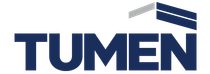 A blue and white logo for a company called tumen.