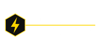 A yellow lightning bolt symbol inside a black hexagon, connected to a thin yellow horizontal line extending to the right.