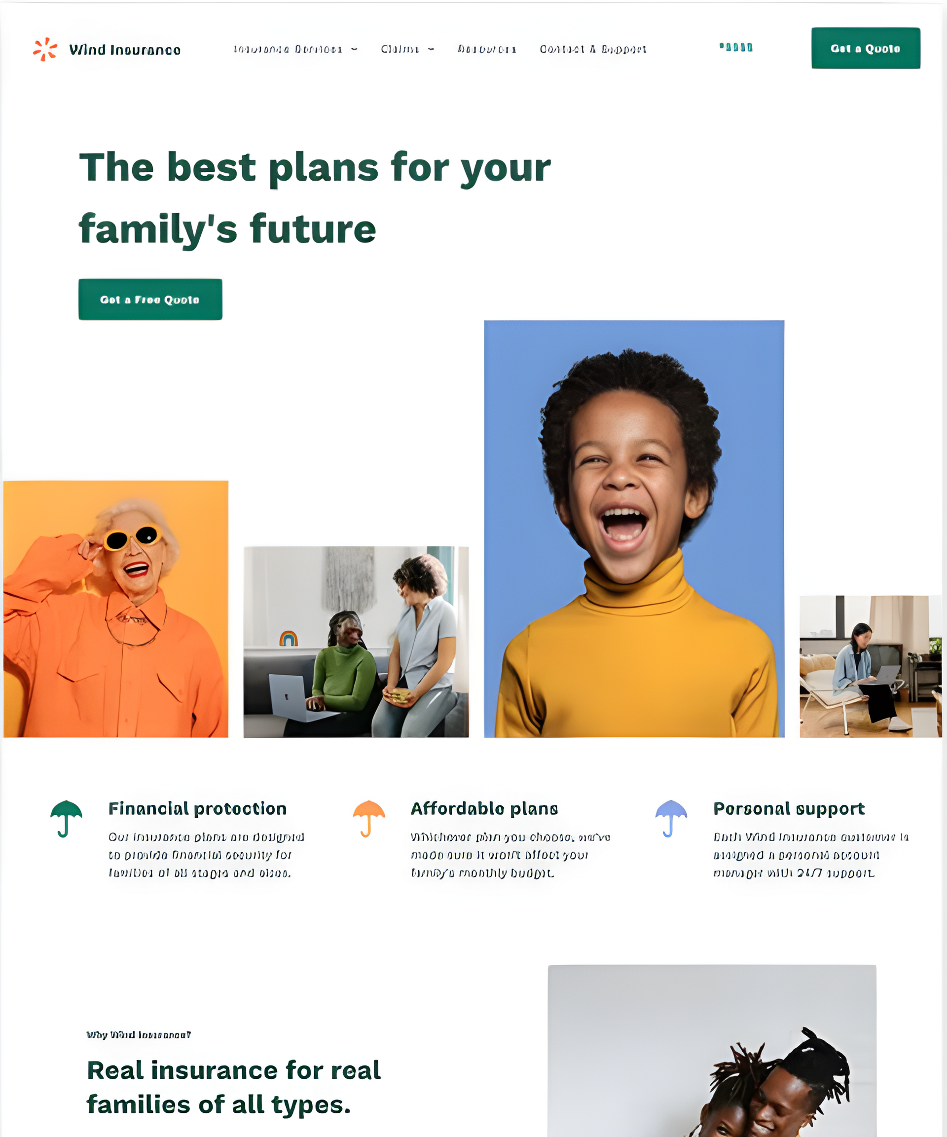 A screenshot of a website that says `` the best plans for your family 's future ''.
