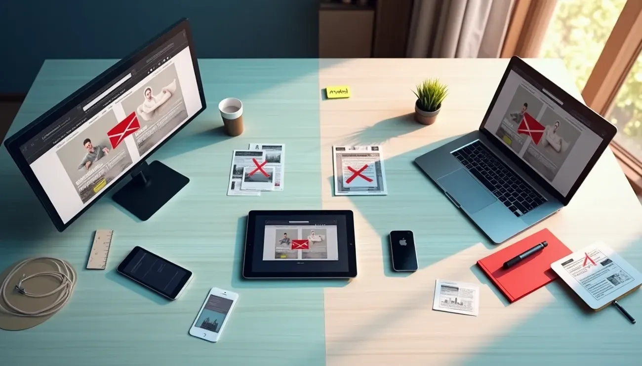 multiple desktops and devices on a table
